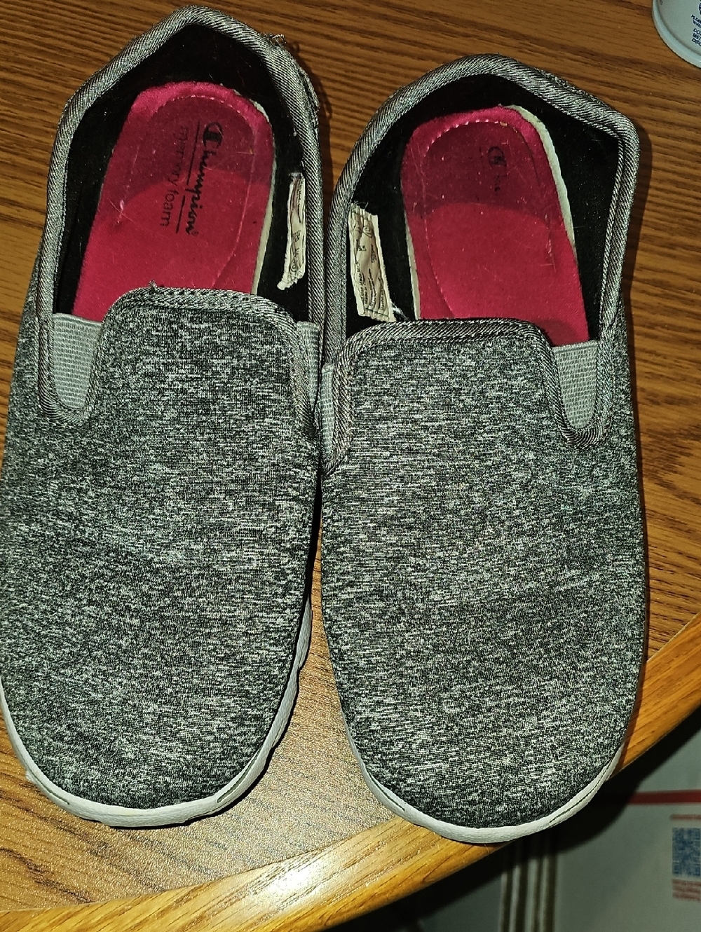 Champion Women's Slip-On Active Loafers in Gray with Pink Insole Size 10
